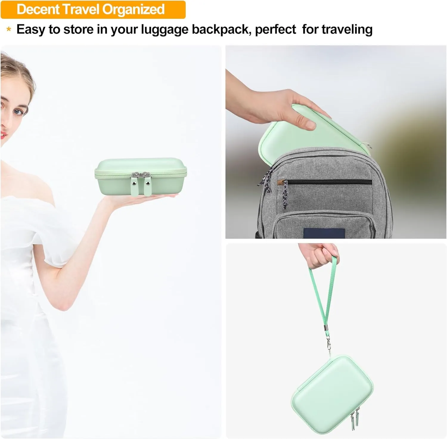 Elonbo Carrying Case for INVISEN Label Maker Machine, Mini Label Printer Portable Thermal Printer Travel Bag, Sticker Printer Storage Holder, Mesh Pocket Fits Label Paper Tape, Green