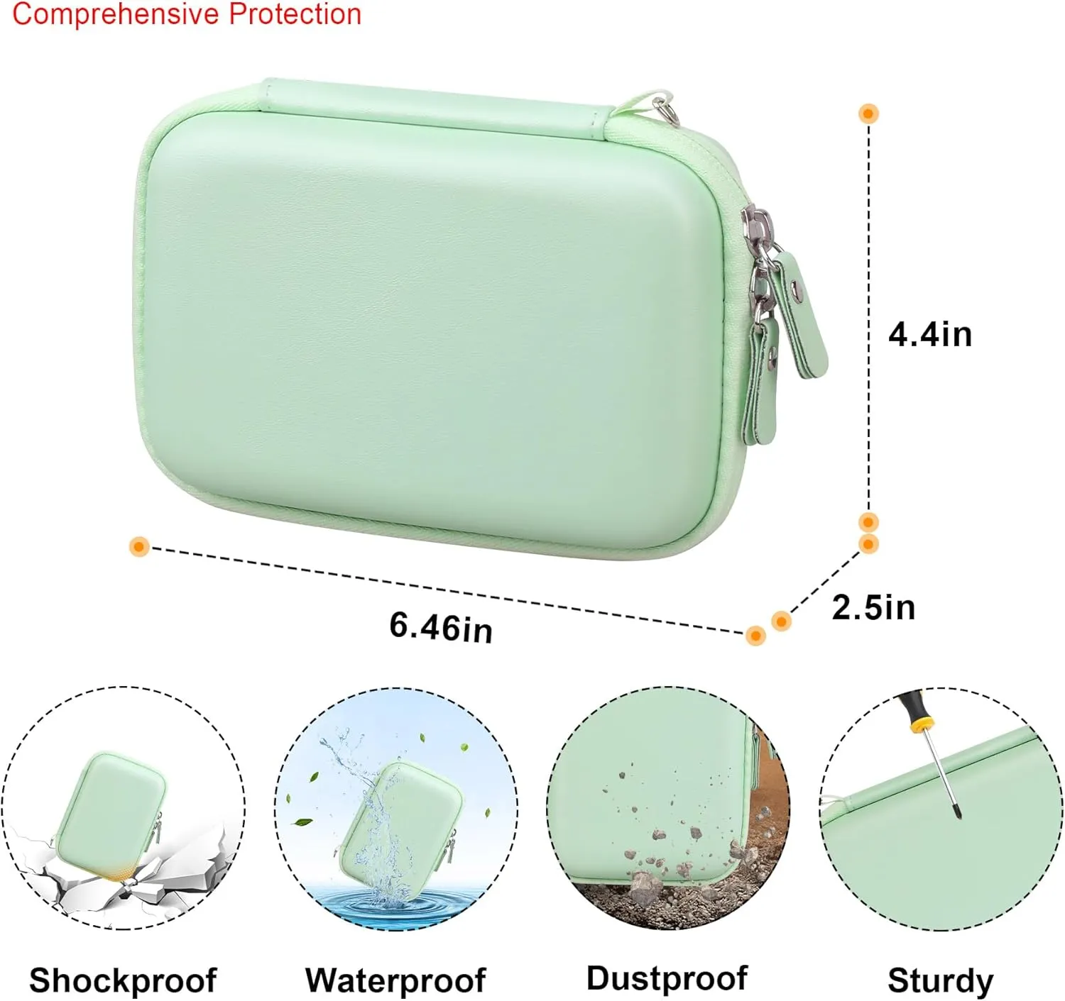 Elonbo Carrying Case for INVISEN Label Maker Machine, Mini Label Printer Portable Thermal Printer Travel Bag, Sticker Printer Storage Holder, Mesh Pocket Fits Label Paper Tape, Green