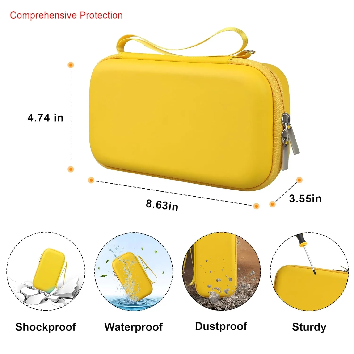 Elonbo Carrying Case for Portable Handheld Inhaler Nebulizer Machine for Adults and Kids, Asthma Inhaler Travel Case, Handheld Mesh Atomizer Machine Holder, Inhaler Spacer Bag, Yellow