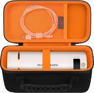 Elonbo Portable Mini Tea Coffee Kettle Travel Case, Travel Electric Kettle Carrying Case for Touxila/QRAGJBM/Sekaer/Nicewell/LINGYOKY/RAFYAOO Water Heater Water Boiler Storage Holder, Black Orange