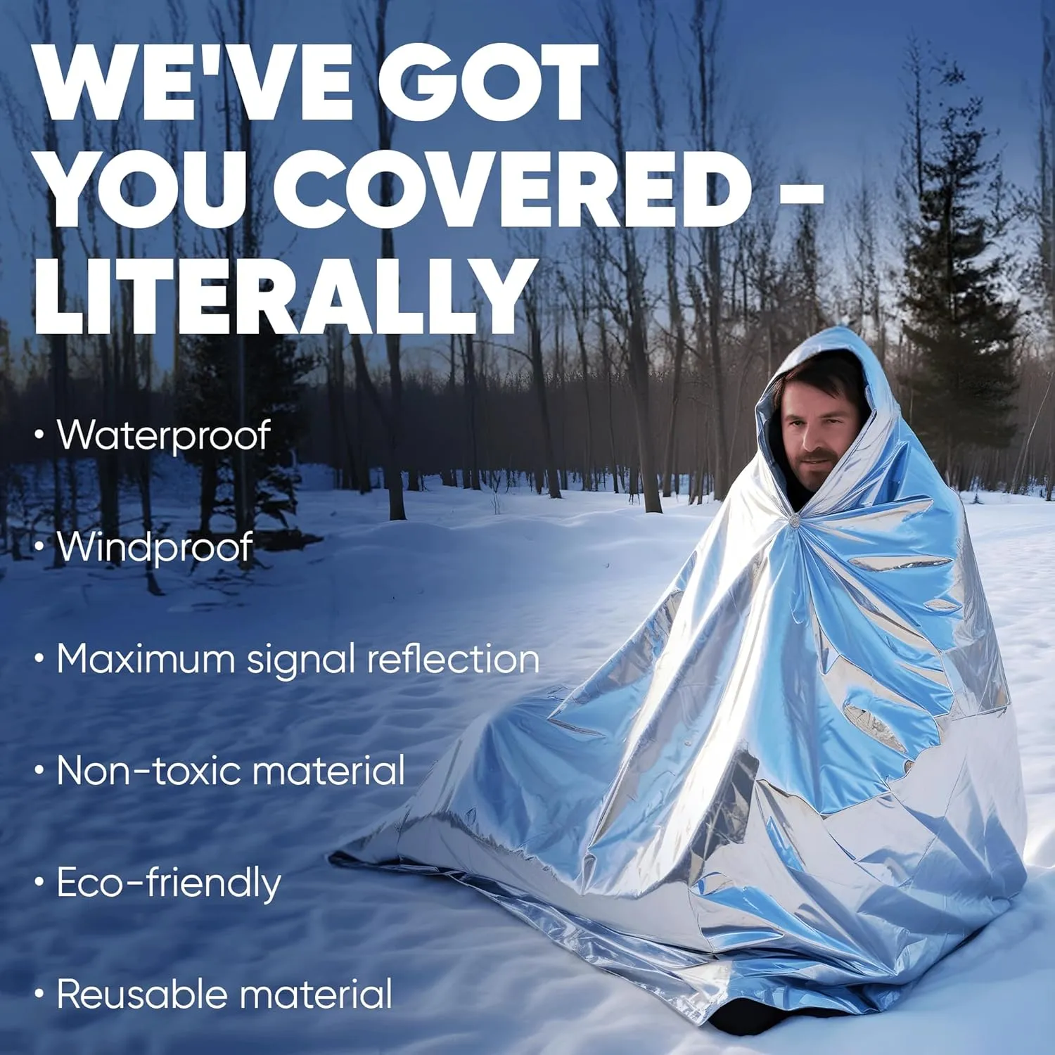 Emergency Mylar Blankets 130*210 Cm Large Reusable Thermal Space Blanket Survival Rescue Insulating Reflective foil kit Outdoors Hiking Camping Blanket First Aid Car Emergency Kit Pack of 10