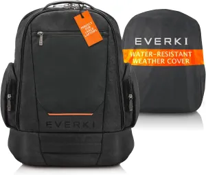 Everki ContemPRO 117 Large Gaming Laptop Backpack with Rain Cover - Spacious Business Travel Backpack for 17-18.4 Inch Laptops, Large Compartments, Gaming Bag for Men, 42-L Capacity, (EKP117B), Black