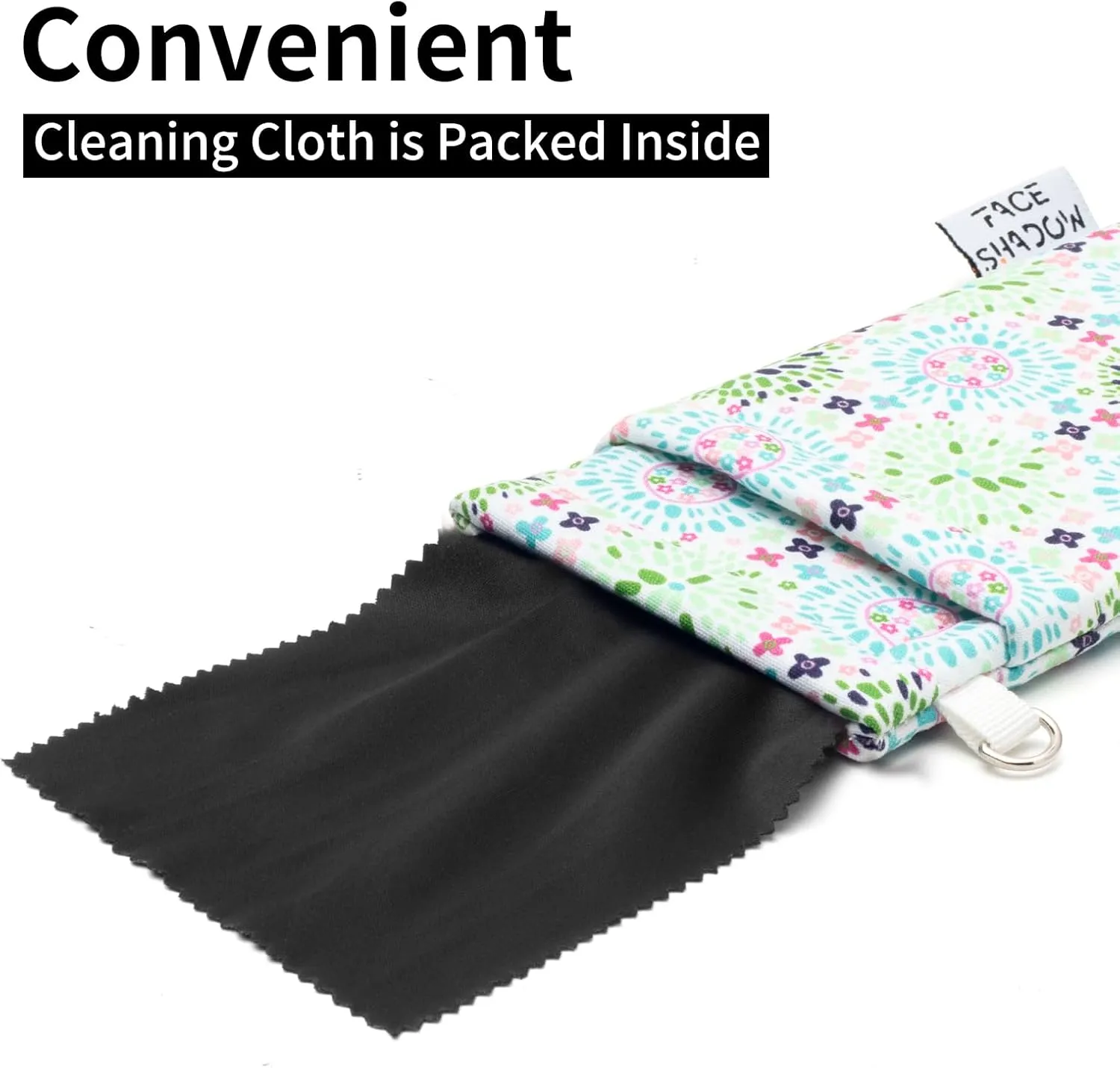 Face Shadow Double Glasses Case Soft Eyeglass Case For Women Men Squeeze Top Sunglasses Case With Cleaning Cloth