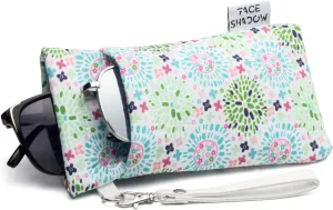 Face Shadow Double Glasses Case Soft Eyeglass Case For Women Men Squeeze Top Sunglasses Case With Cleaning Cloth
