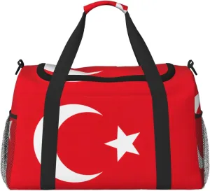 Flag Of Turkey Foldable Travel Duffel Bag Tote Carry On Luggage Bag For Weekend Getaways, For Spontaneous Trips