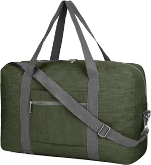 Foldable Airplane Cabin Bag Unisex Duffle Tote Bag with Shoulder Strap Lightweight Carry-on Bag With Trolley Strap (Army Green)