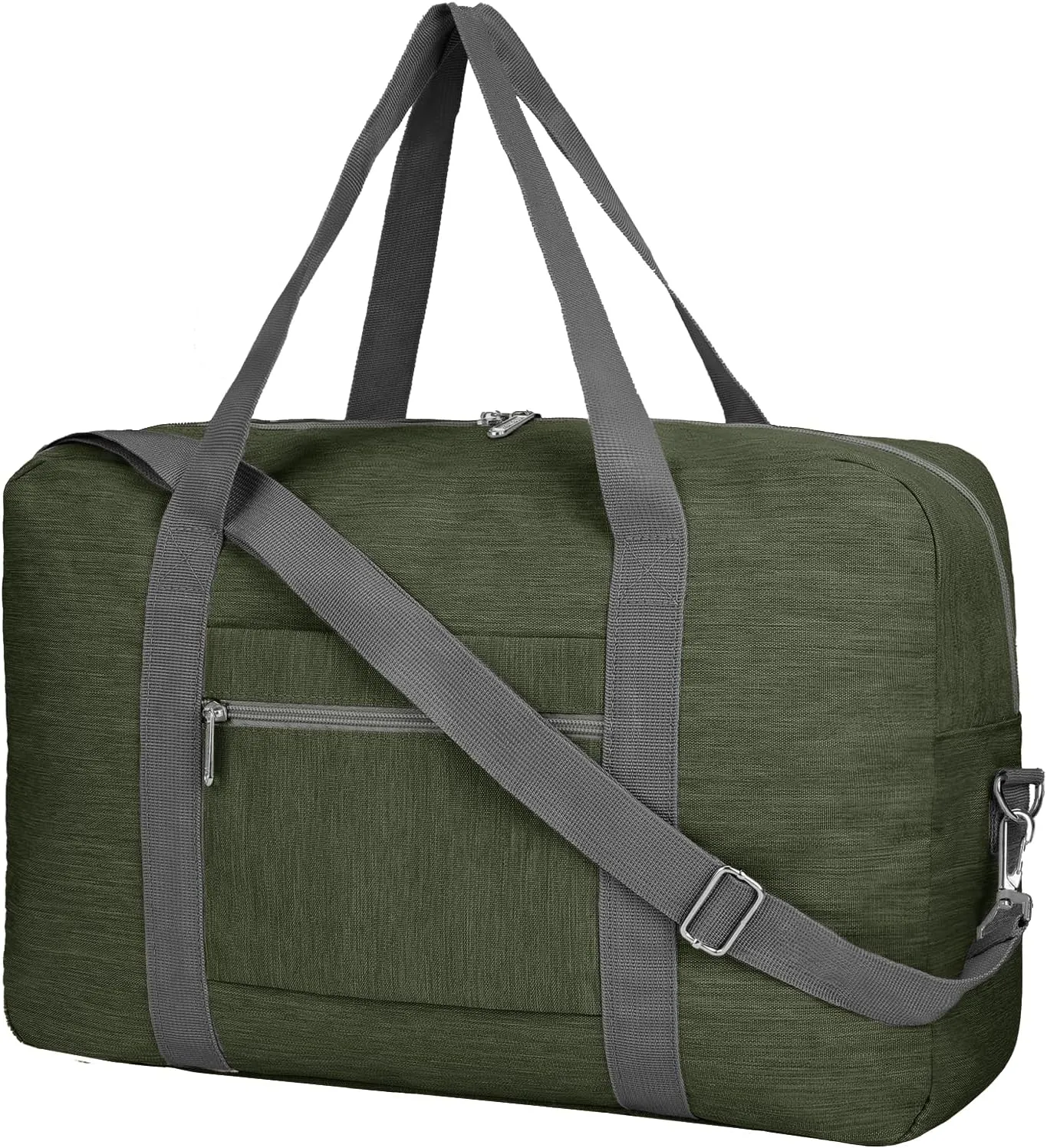 Foldable Airplane Cabin Bag Unisex Duffle Tote Bag with Shoulder Strap Lightweight Carry-on Bag With Trolley Strap (Army Green)