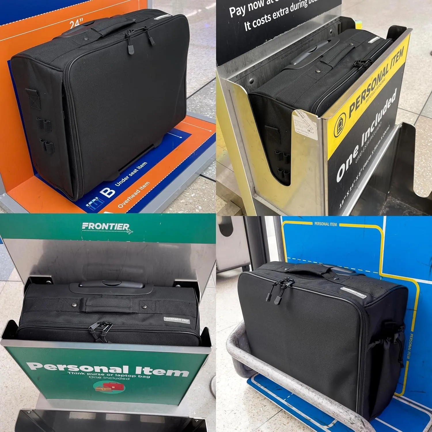 Foldable Laptop Suitcase On Wheels & Under the Seat Personal Item Backpack Compliant with Spirit, Frontier, American, Delta, Southwest etc. (45x36x20 cm) (Suitcase   Backpack, 2 Piece Bundle)