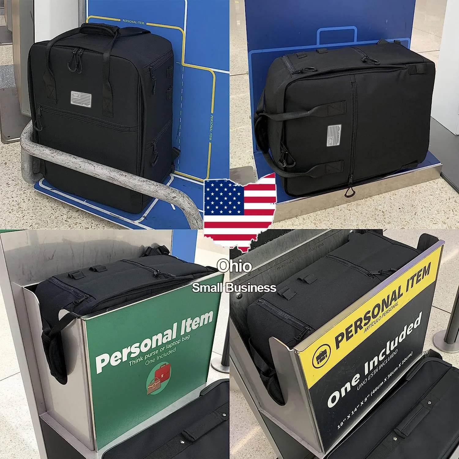 Foldable Laptop Suitcase On Wheels & Under the Seat Personal Item Backpack Compliant with Spirit, Frontier, American, Delta, Southwest etc. (45x36x20 cm) (Suitcase   Backpack, 2 Piece Bundle)