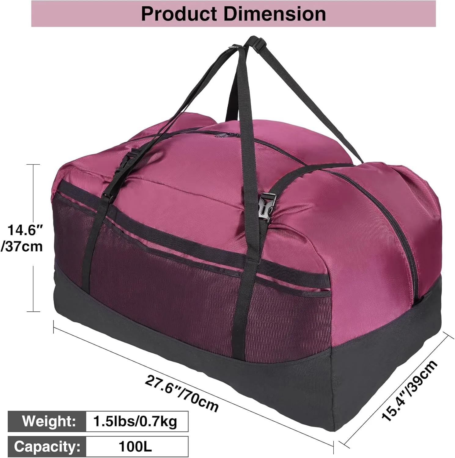 Foldable Travel Bag,100L Large Duffel Bag for Travel, Lightweight Waterproof Tote Bag