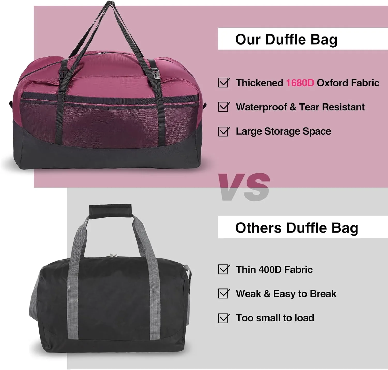 Foldable Travel Bag,100L Large Duffel Bag for Travel, Lightweight Waterproof Tote Bag