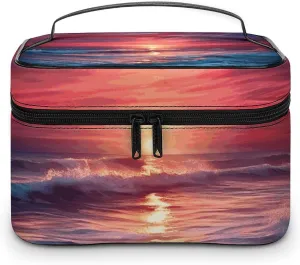 Foldable Travel Luggage Bag for Men And Women, Dry And Wet Separation Portable Travel Luggage Bag, Ocean at Warm Twilight Printed Waterproof Sports Luggage Bag, Fitness Bag