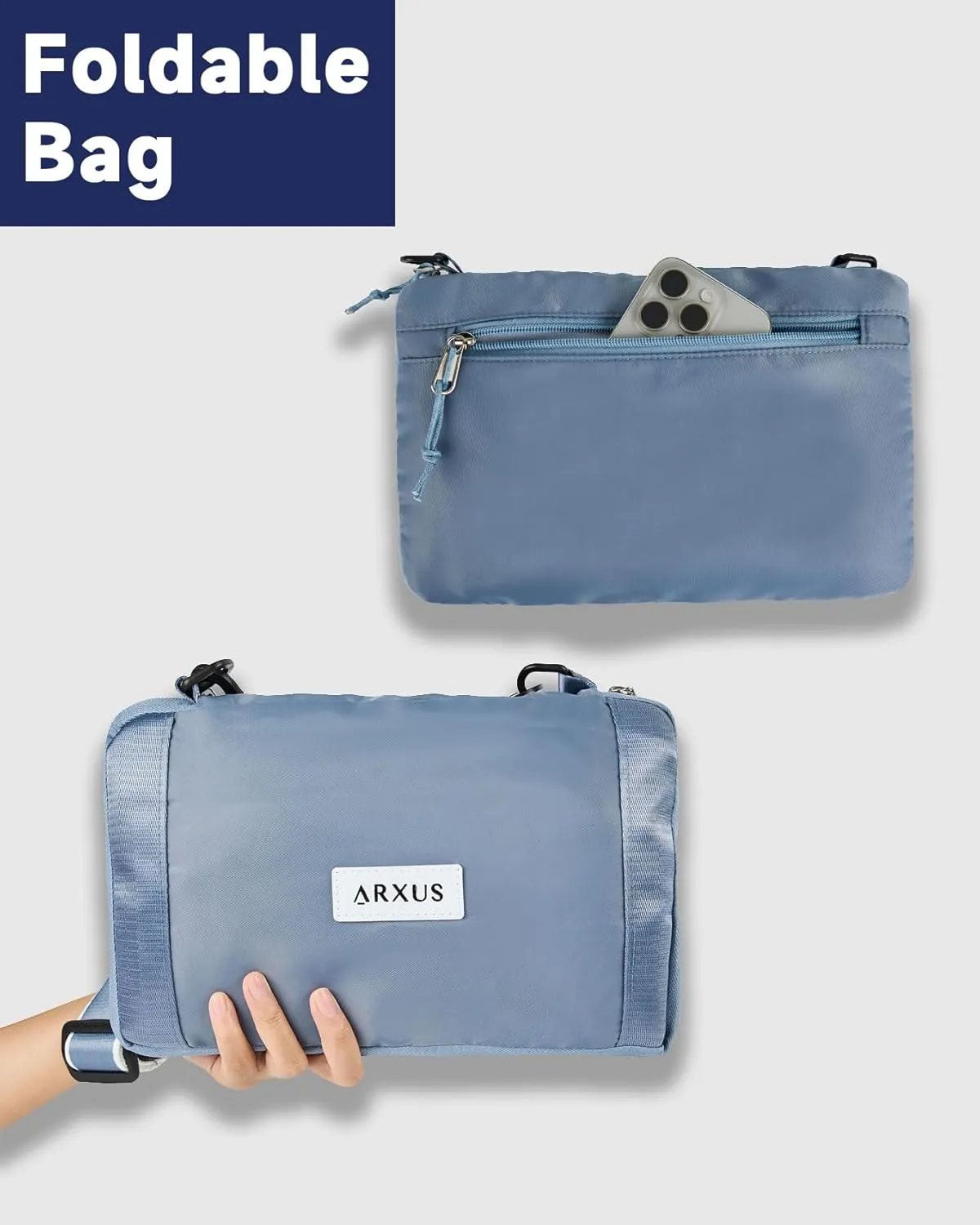 Folding Travel Bag Carry on Bags for Airplanes with Detachable Adjustable Shoulder Strap Light Weight Travel Duffle Bag for Women with Suitcase Sleeve 17x11x9 inch