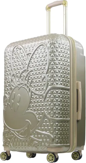 FUL Disney Minnie Mouse Rolling Luggage, Textured Hardshell Suitcase with Wheels, Gold, 29 Inch
