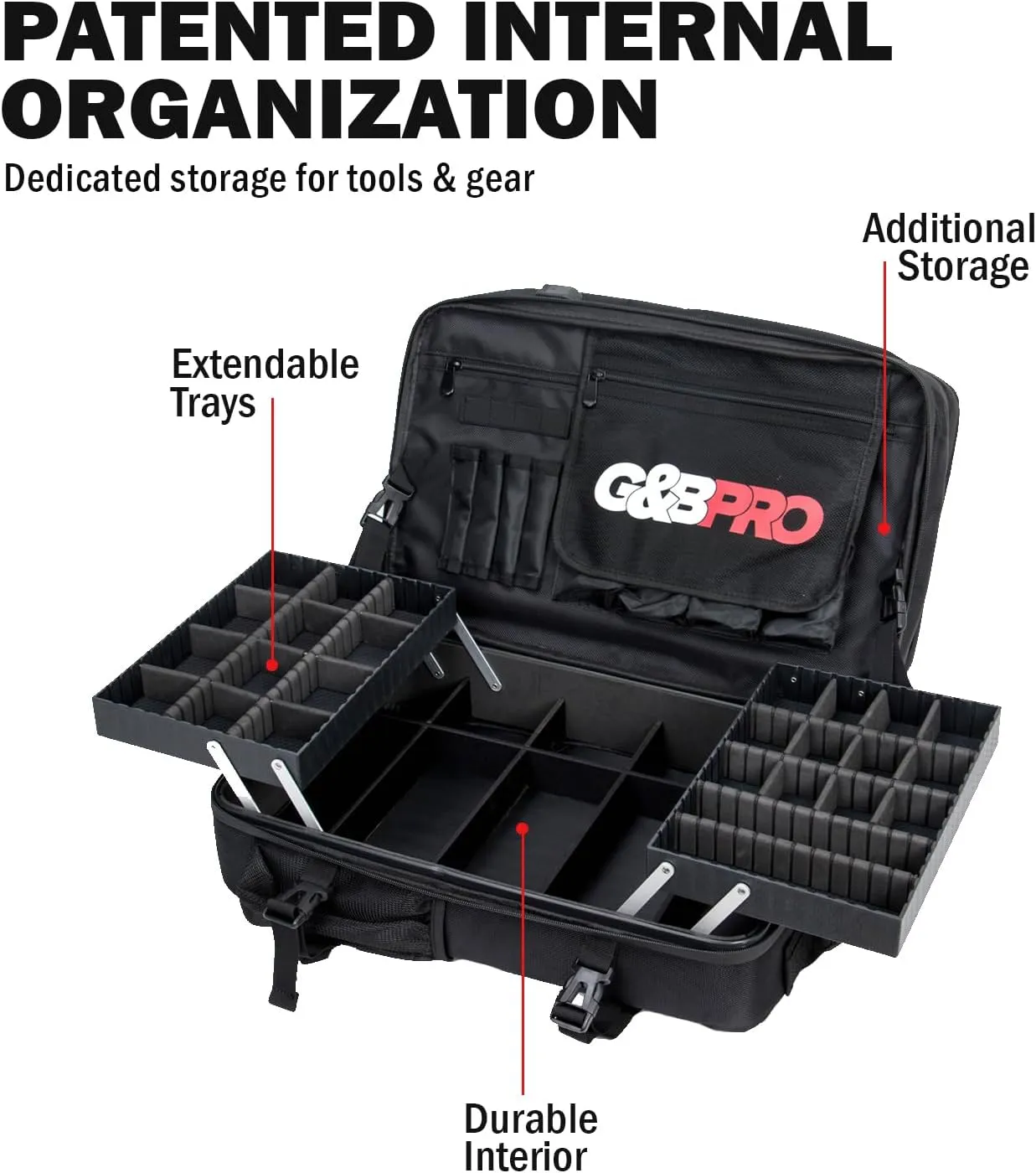 G&BPRO Full Size Backpack with Extending Tray System | All-in-one Mobile Workstation Travel Bag