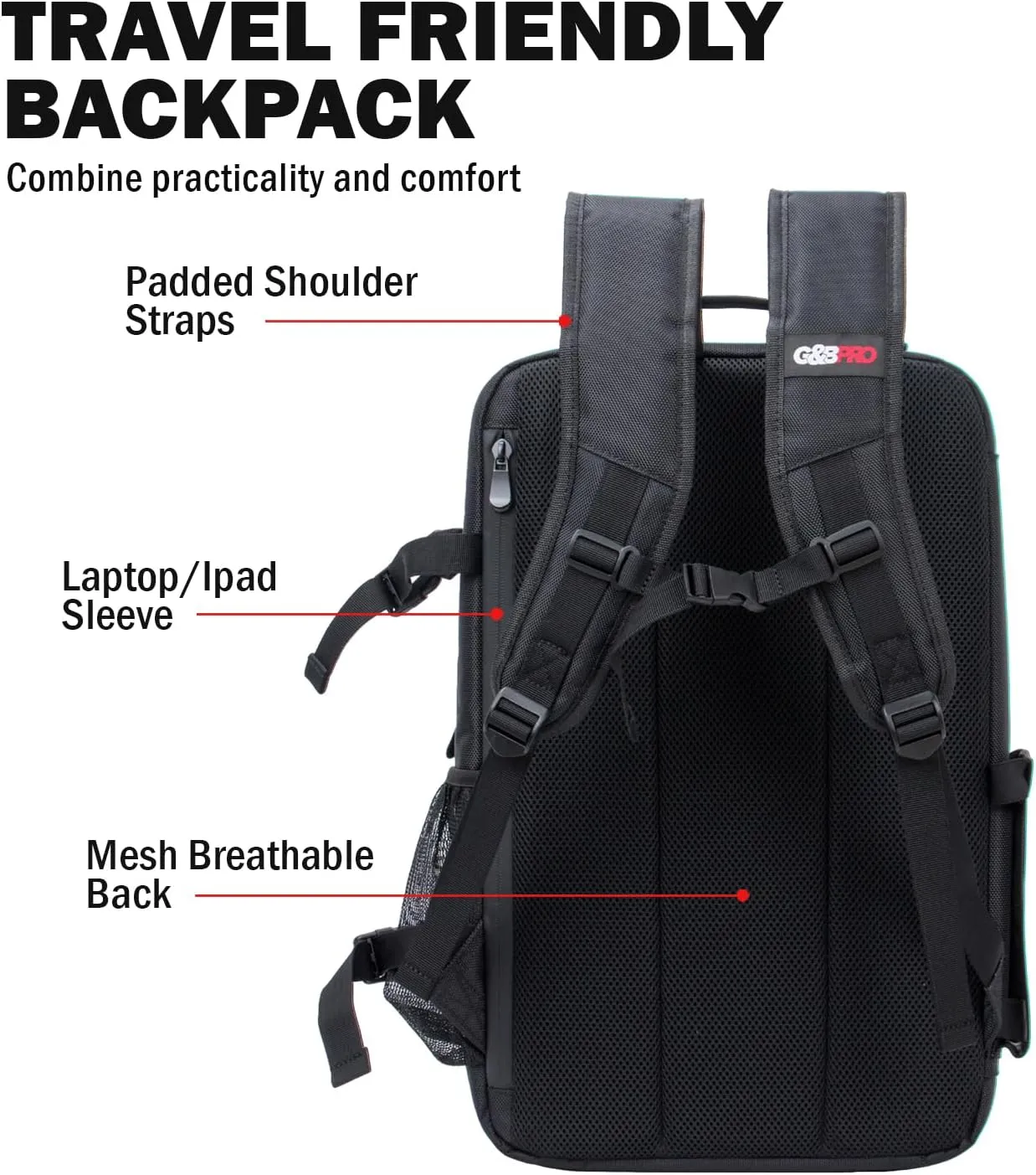 G&BPRO Full Size Backpack with Extending Tray System | All-in-one Mobile Workstation Travel Bag