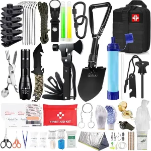 Gifts for Men Dad Husband,Survival Kit,260 in 1 Survival Gear and Supplies Emergency Kit,First Aid Kit,Emergency Kit Camping Essentials for Earthquake,Outdoor Adventure,Hiking, Hunting