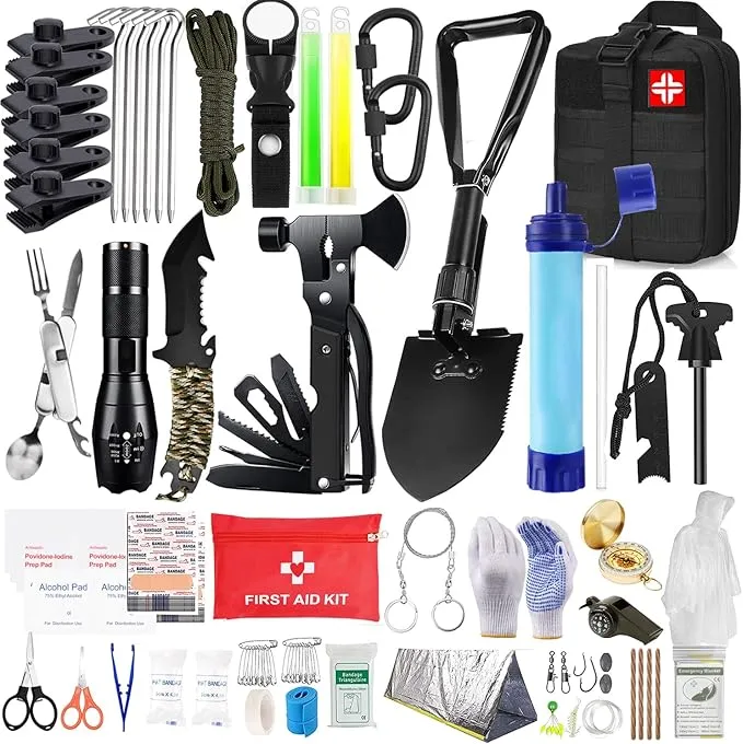 Gifts for Men Dad Husband,Survival Kit,260 in 1 Survival Gear and Supplies Emergency Kit,First Aid Kit,Emergency Kit Camping Essentials for Earthquake,Outdoor Adventure,Hiking, Hunting