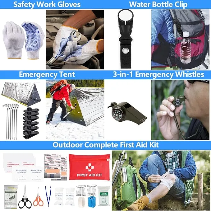 Gifts for Men Dad Husband,Survival Kit,260 in 1 Survival Gear and Supplies Emergency Kit,First Aid Kit,Emergency Kit Camping Essentials for Earthquake,Outdoor Adventure,Hiking, Hunting