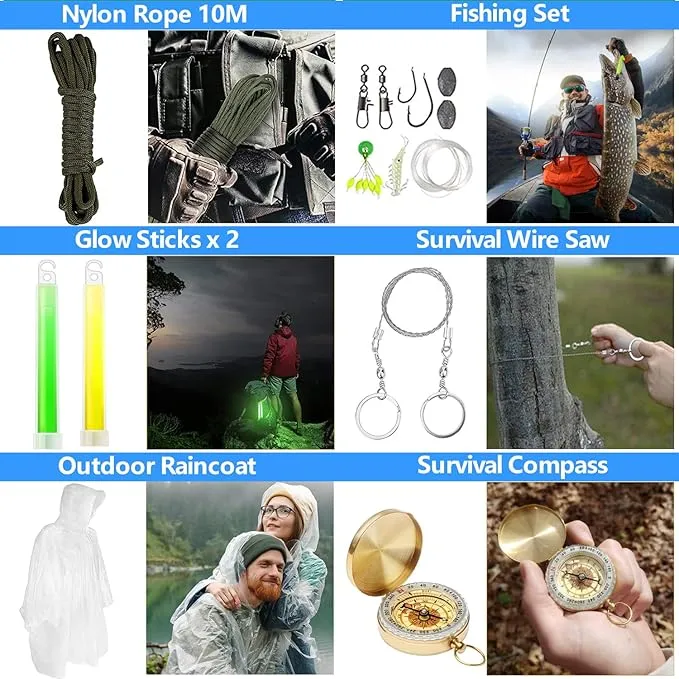 Gifts for Men Dad Husband,Survival Kit,260 in 1 Survival Gear and Supplies Emergency Kit,First Aid Kit,Emergency Kit Camping Essentials for Earthquake,Outdoor Adventure,Hiking, Hunting