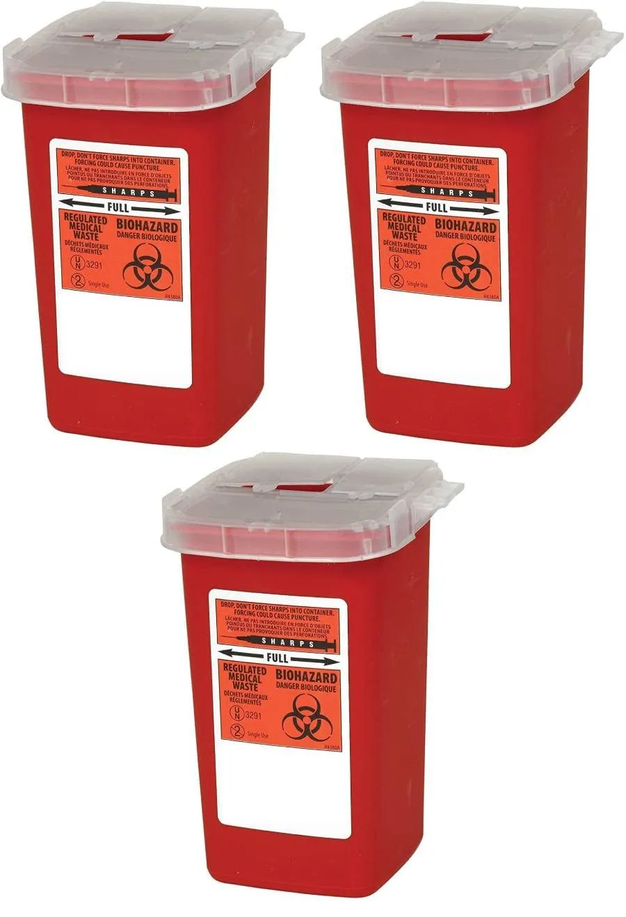 Global Sharps Container Biohazard Needle Disposal Container - 1 Quart (Pack of 3)