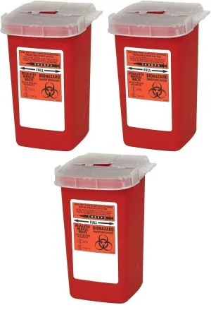 Global Sharps Container Biohazard Needle Disposal Container - 1 Quart (Pack of 3)