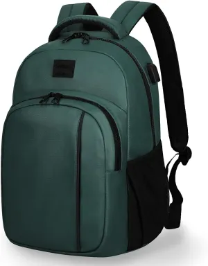 Goloni 15.6 Travel Laptop Backpack with USB Charging Port, Men Man Women Back Pack,Work,Casual College,High Schol Book Bag for Teens Lightweight Waterproof Casual Notebook Bag,Green