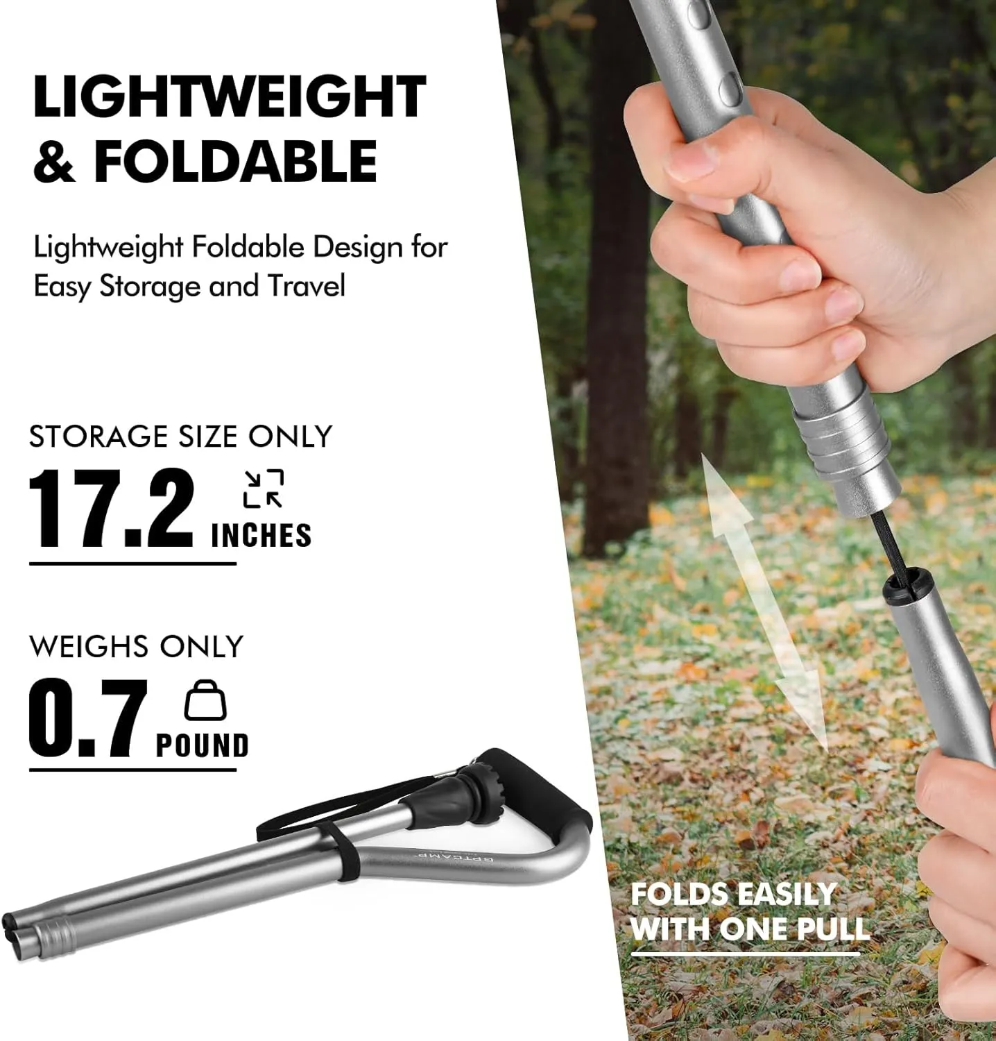 GPTCAMP Walking Cane and Walking Stick for Men Women,Lightweight Folding Canes with Offset Soft Cushioned Handle,Adjustable & Collapsible,Mobility & Leg Surgery Recovery