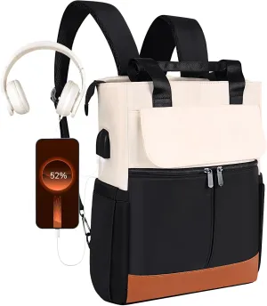 Handle Bag, convertible Backpack for Women - 15.6 Inch Multifunction Laptop Bag with USB Charging Port - for Business,Travel,Work