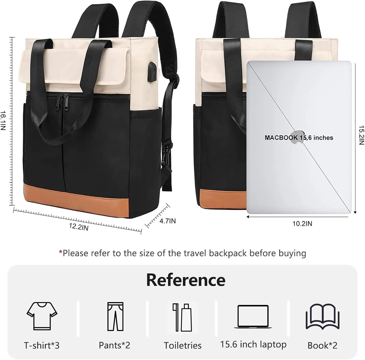 Handle Bag, convertible Backpack for Women - 15.6 Inch Multifunction Laptop Bag with USB Charging Port - for Business,Travel,Work