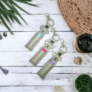 Handmade Koala Lip Balm Holder Keychain with Lip Balm Options, Made in Australia