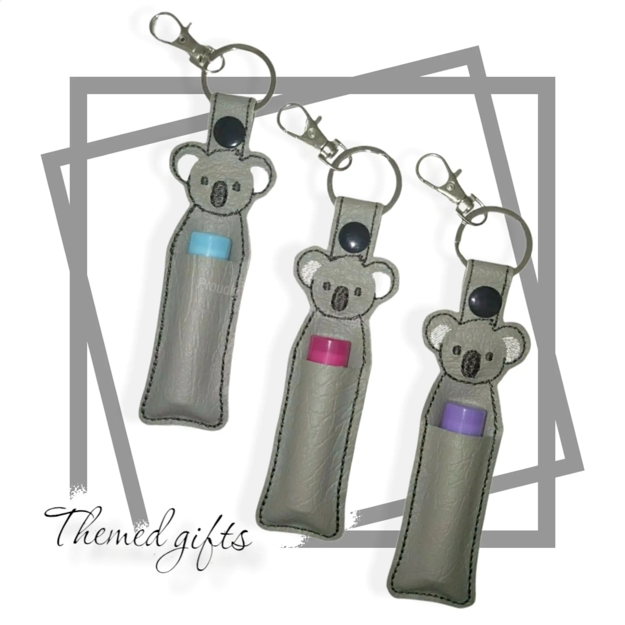 Handmade Koala Lip Balm Holder Keychain with Lip Balm Options, Made in Australia