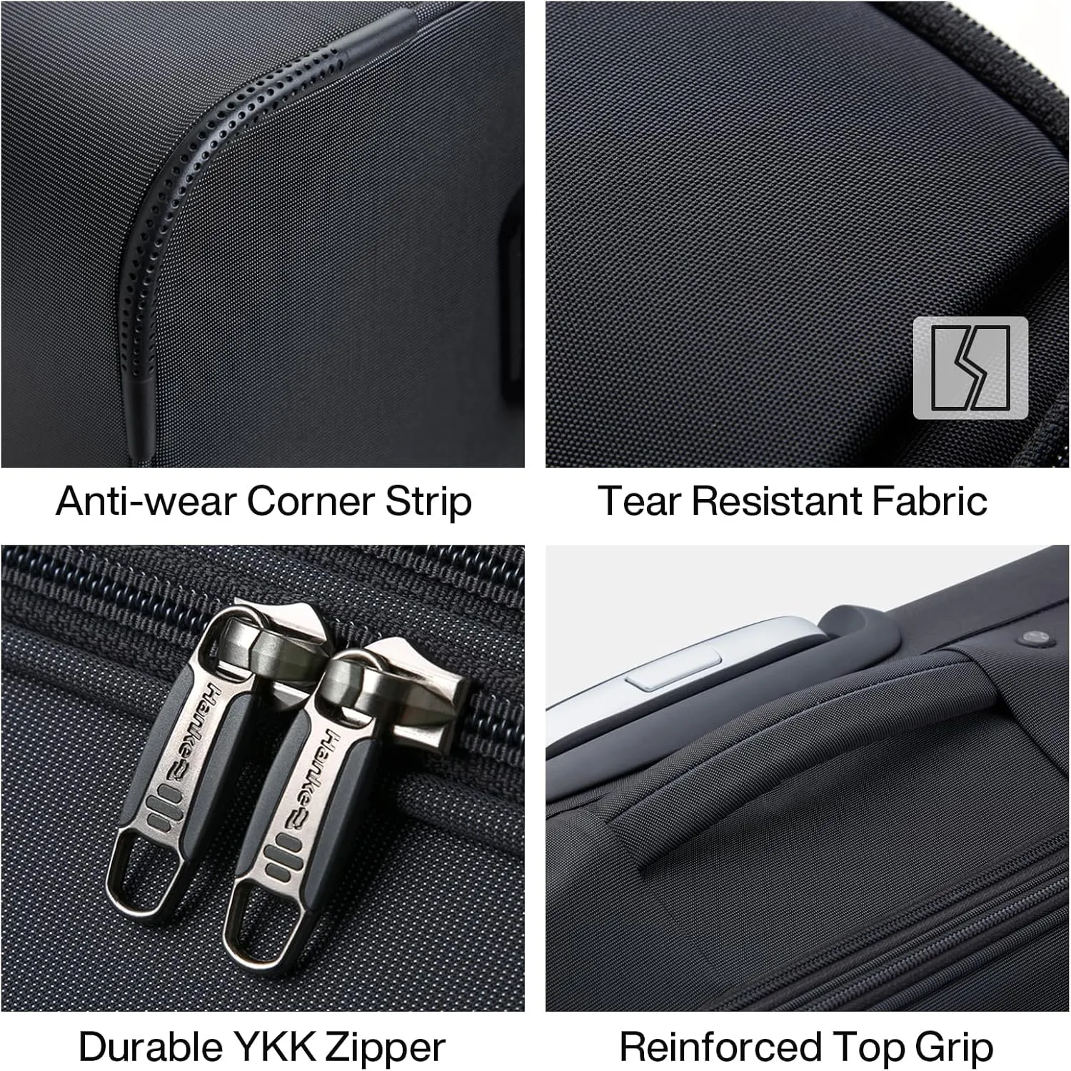 Hanke 24 Inch Luggage Expandable Softside Checked Suitcases with Spinner Wheels, Upright Rolling Luggage Suitcases Travel TSA Luggage Bag for Women Men(Black)