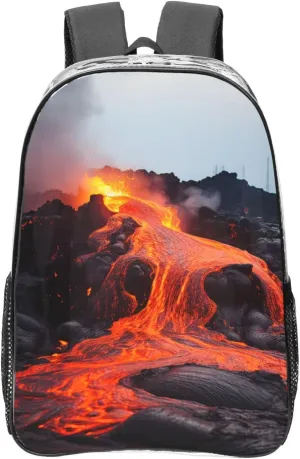 Heavy Duty Clear Backpack for Women Men PVC Transparent College Bag 16 inch Red Hot Lava from Kilauea Volcano Casual Daypack