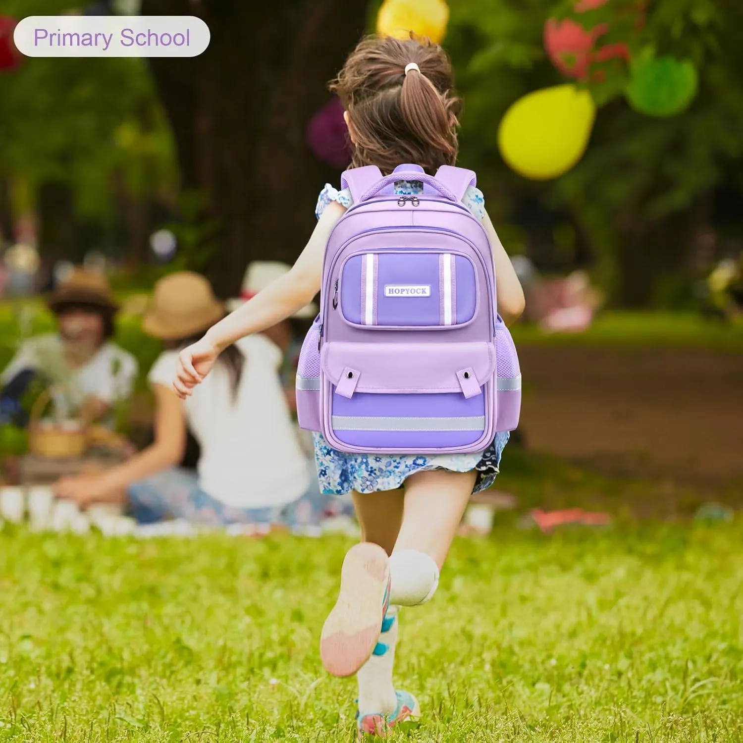 HOPYOCK-School Bags for Girls,Multi-Pocket Unisex Elementary School Backpack with Reflective Design,Kids Backpacks Fit for 4-12 Years Old