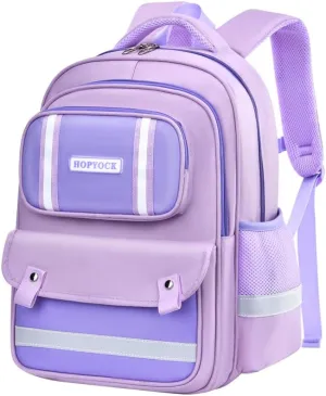 HOPYOCK-School Bags for Girls,Multi-Pocket Unisex Elementary School Backpack with Reflective Design,Kids Backpacks Fit for 4-12 Years Old