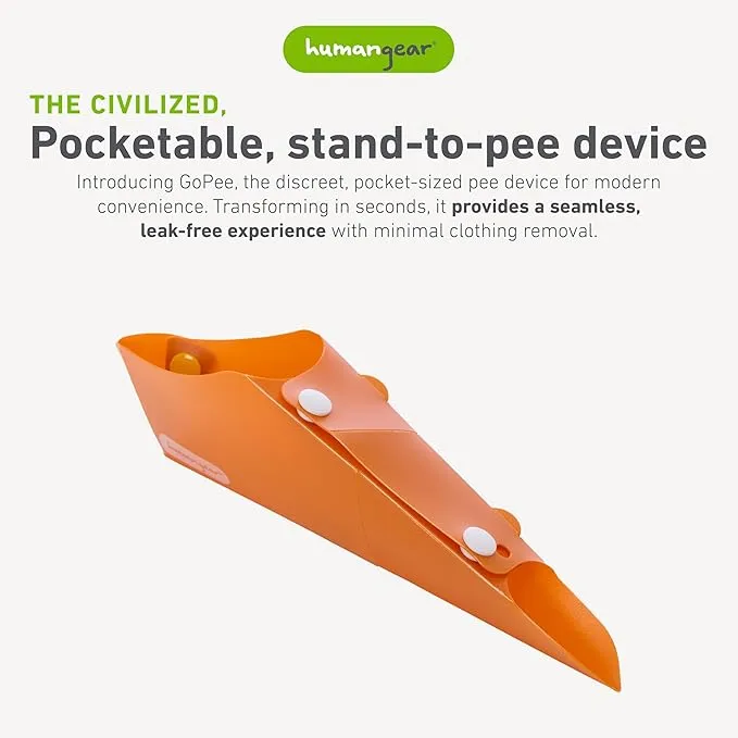 humangear GoPee Female Urination Device, Folds Transforms Instantly to Flat Pocketable Stand to Pee, Pee Easily Fully Clothed, Comfortable, Ultra-Compact, Reusable, Travel Outdoors, Includes Case