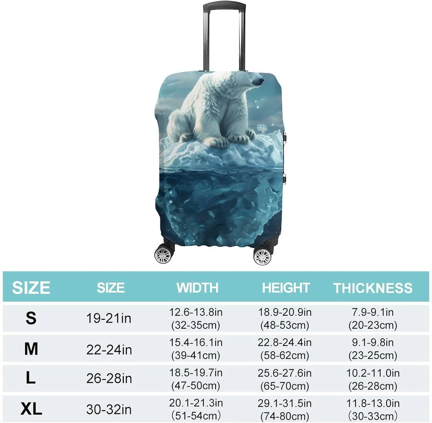 Icebergs and Polar Bears Luggage Cover for Suitcase Luggage Protector Travel Bag Covers for Luggages