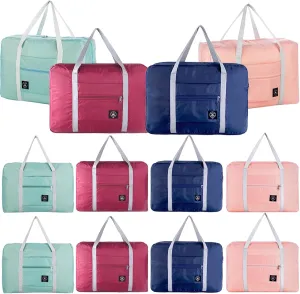 INVODA Travel Bag 12 Packes Carry on Luggage Foldable Duffel Bag Sports Gym Bag Weekender Overnight Bag Water Resistant Nylon Travel Duffel for Men Women (Mixed colors)
