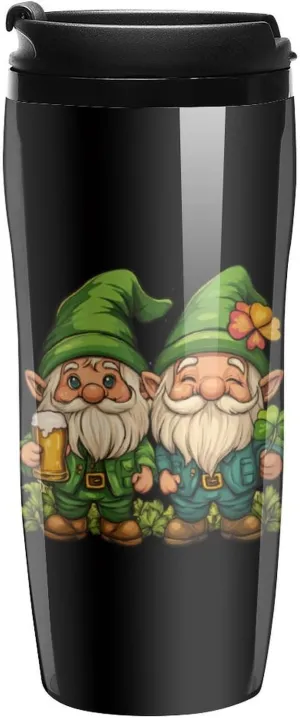 Irish Gnomes Drunk Or Whatever Coffee Mug with Lid Portable Tumbler Water Bottle for Travel Business 350ml