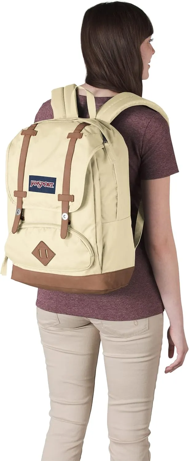 JanSport Cortlandt Laptop Backpack, Coconut, 15” Laptop Sleeve-Synthetic Leather Shoulder Computer Bag with Large Compartment, Padded Straps- Rucksack for Men, Women