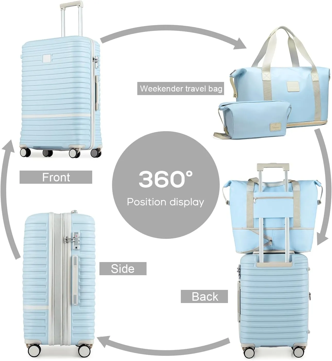 Joyway Carry On Luggage 20 Inch Expandable Suitcase with Spinner Wheel, 3 Piece Hard Shell Luggage Set with TSA Lock