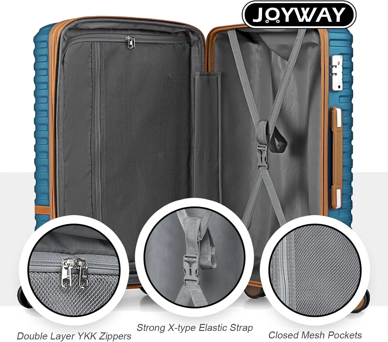 Joyway Carry On Luggage 20 Inch Expandable Suitcase with Spinner Wheel, 3 Piece Hard Shell Luggage Set with TSA Lock(Navy Blue)