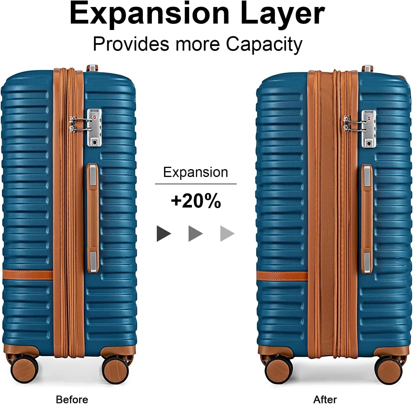 Joyway Carry On Luggage 20 Inch Expandable Suitcase with Spinner Wheel, 3 Piece Hard Shell Luggage Set with TSA Lock(Navy Blue)