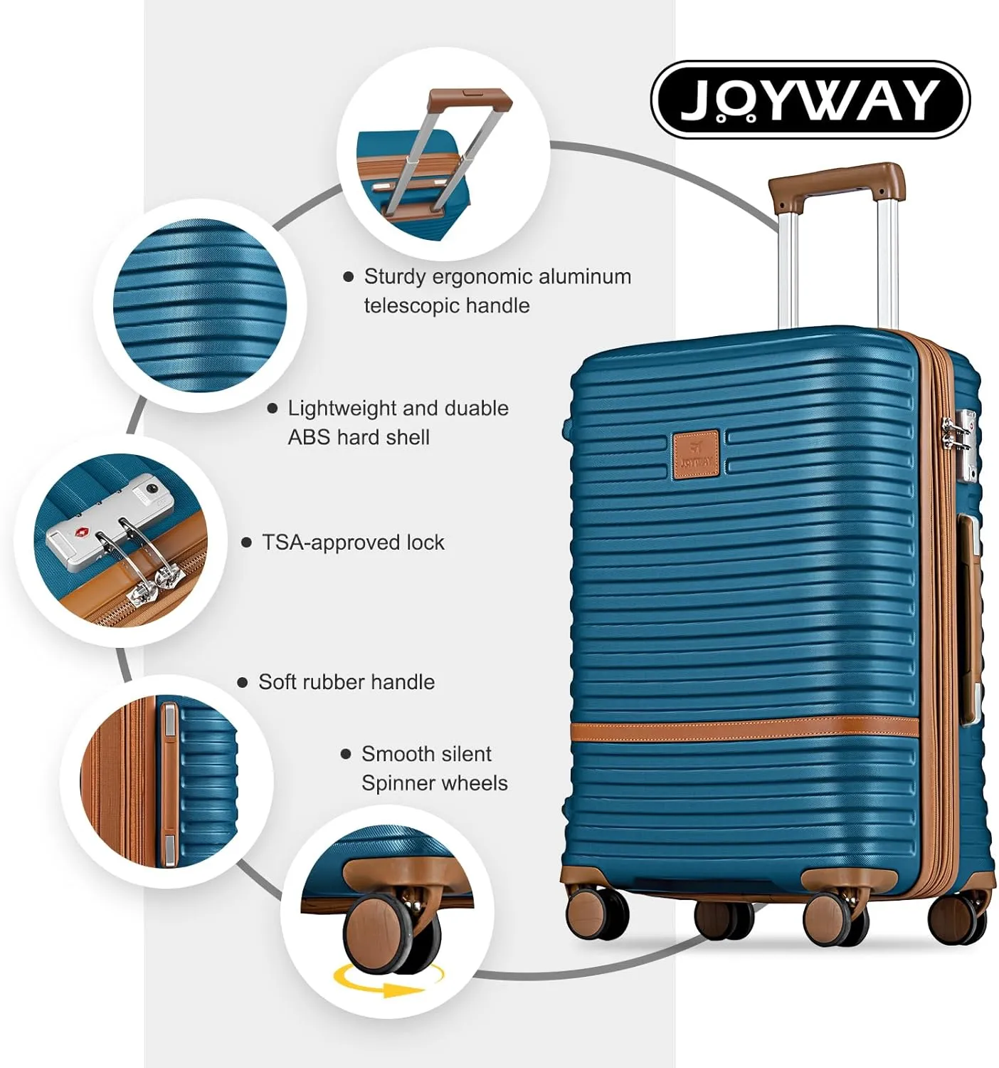 Joyway Carry On Luggage 20 Inch Expandable Suitcase with Spinner Wheel, 3 Piece Hard Shell Luggage Set with TSA Lock(Navy Blue)