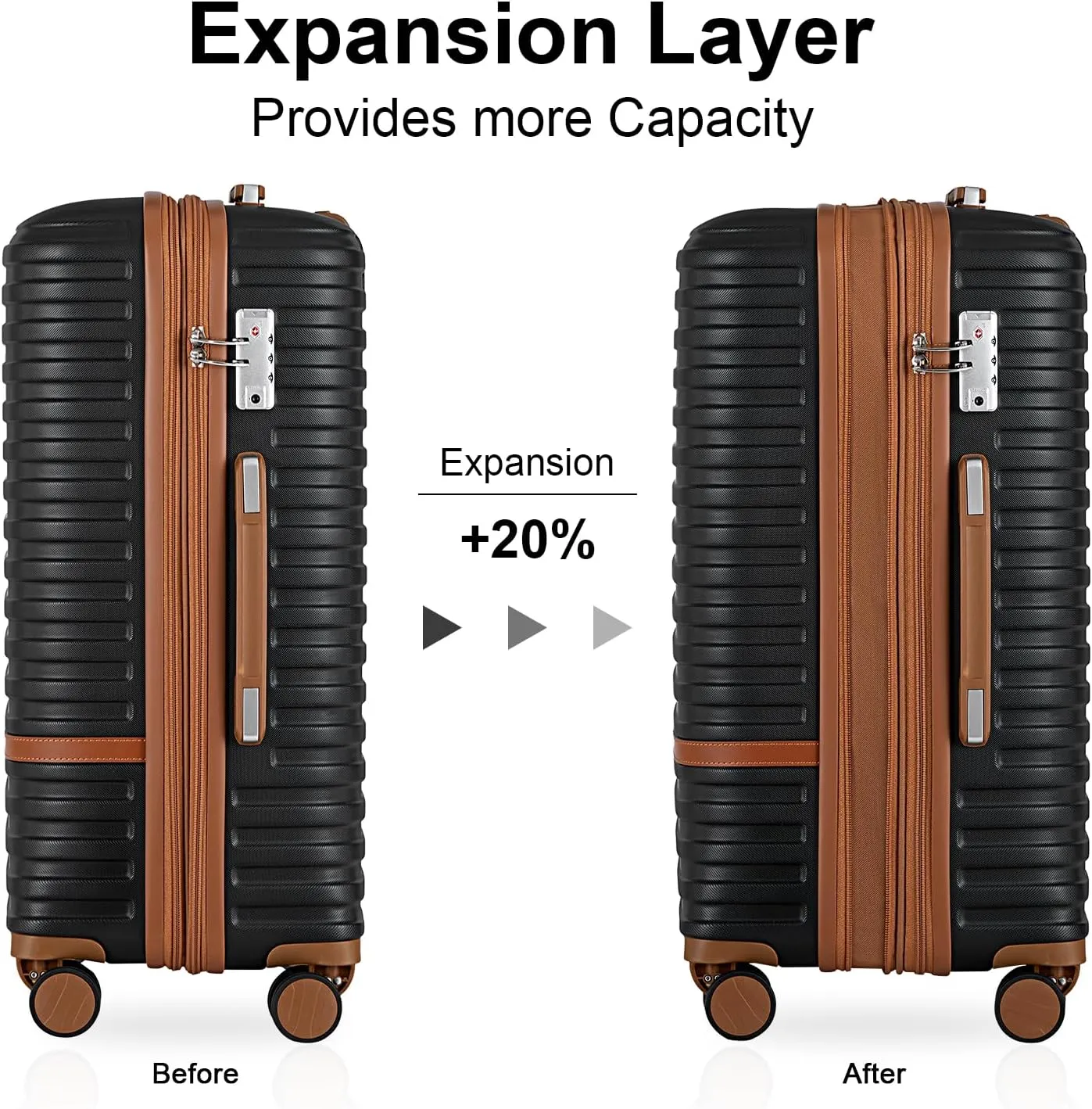 Joyway Luggage Set 7 Piece Suitcase Sets with Spinner Wheel,Hardside Expandable Travel Laggage with TSA Lock(18/20/24/28 Black)