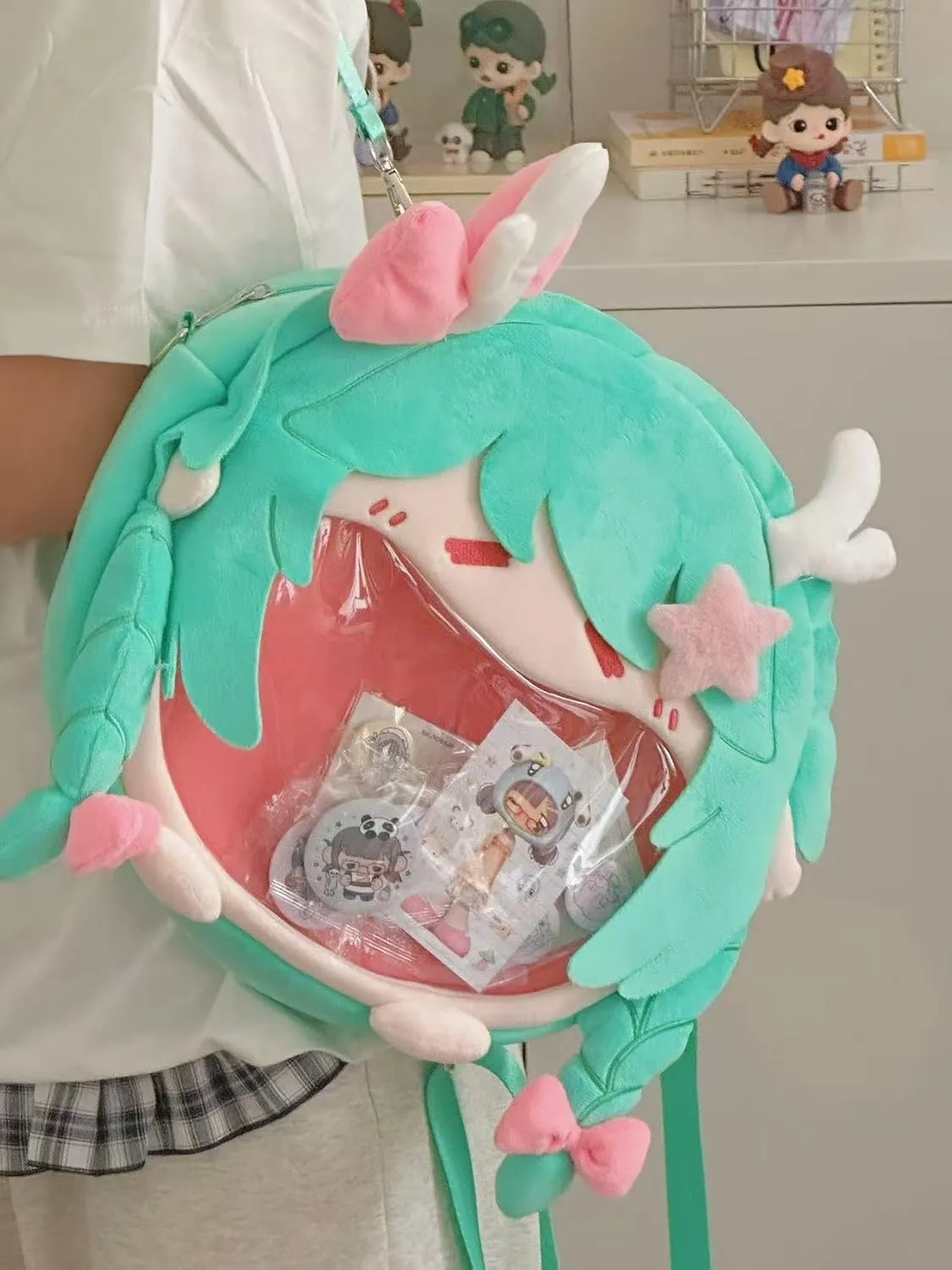 Kawaii Backpack with Kawaii Pin and Accessories, Comic-Con y2k Shoulder Bag Daypack cute Backpack Grunge Itabag Purse (Deer)