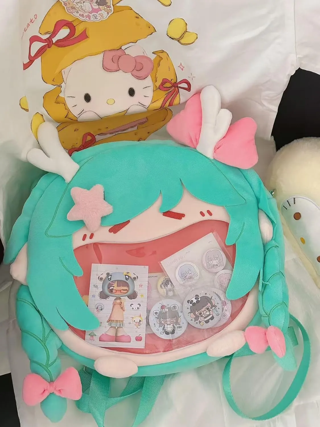 Kawaii Backpack with Kawaii Pin and Accessories, Comic-Con y2k Shoulder Bag Daypack cute Backpack Grunge Itabag Purse (Deer)