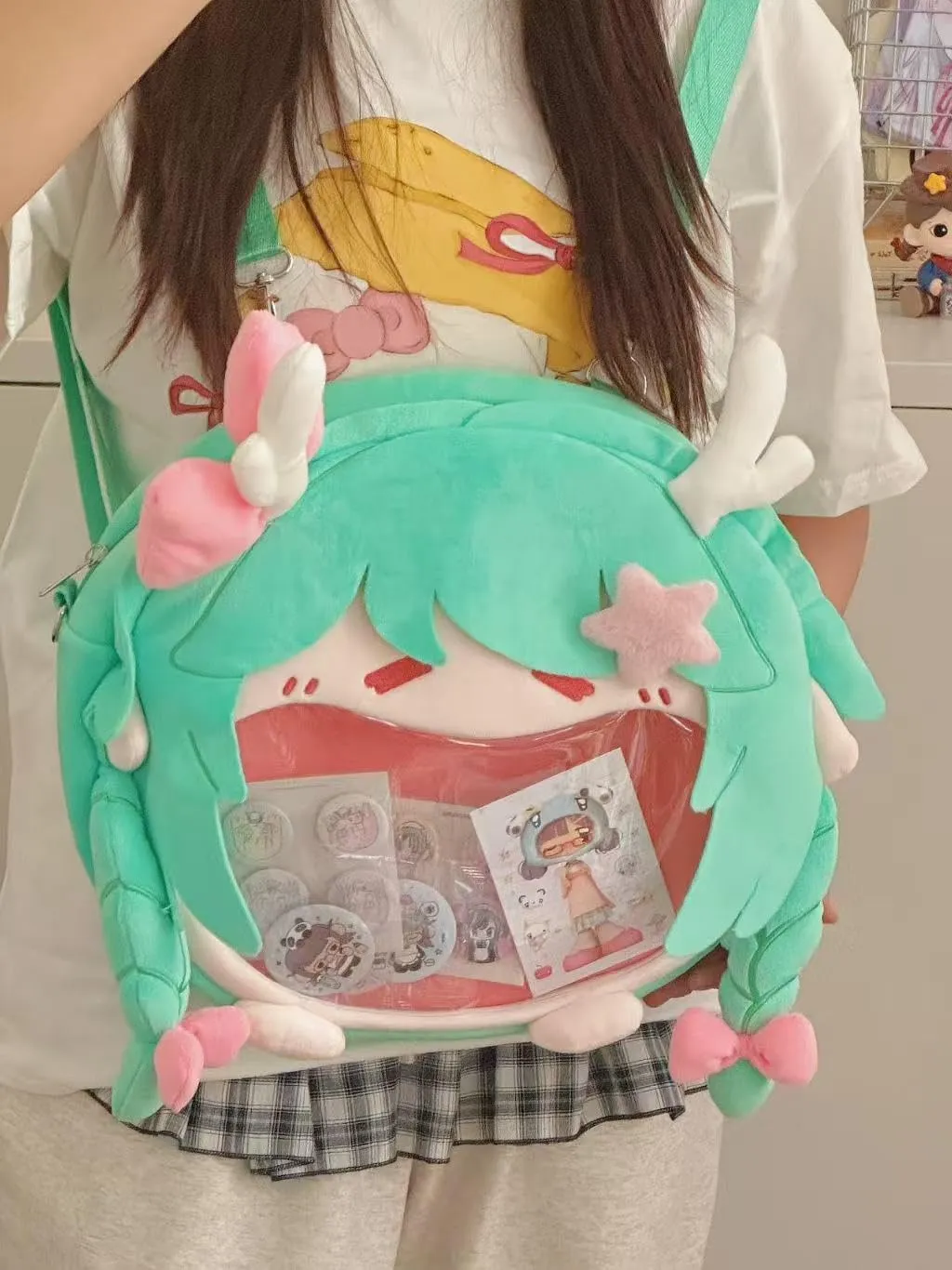 Kawaii Backpack with Kawaii Pin and Accessories, Comic-Con y2k Shoulder Bag Daypack cute Backpack Grunge Itabag Purse (Deer)