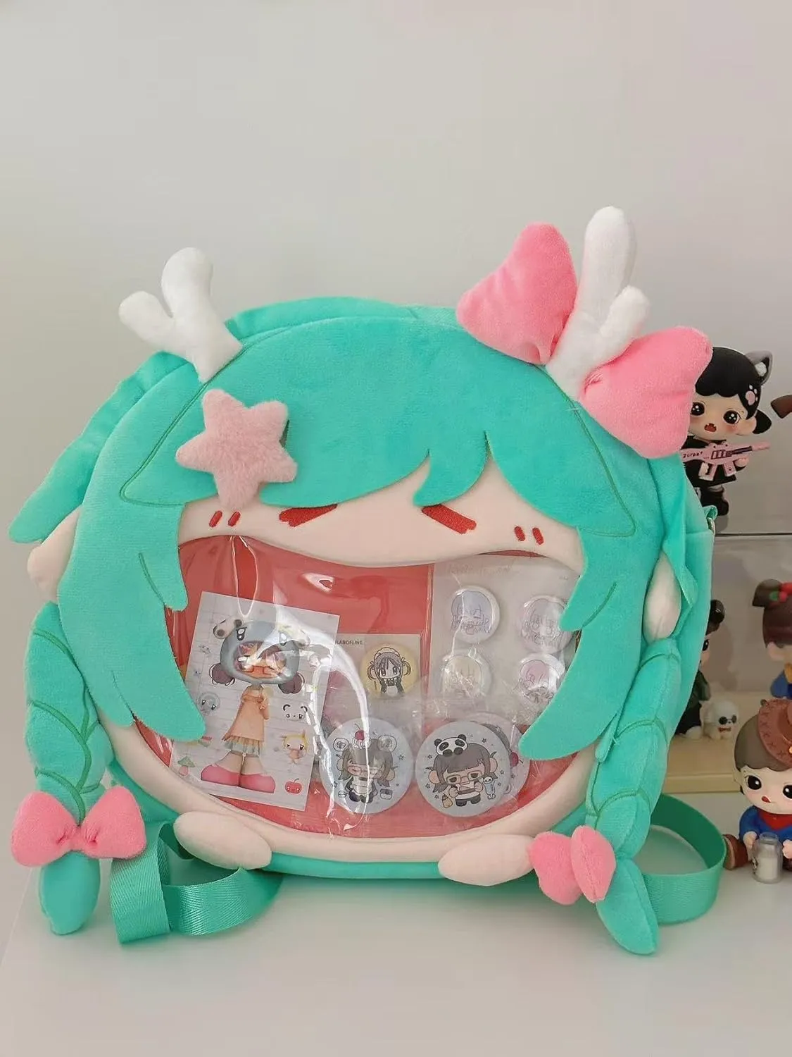 Kawaii Backpack with Kawaii Pin and Accessories, Comic-Con y2k Shoulder Bag Daypack cute Backpack Grunge Itabag Purse (Deer)